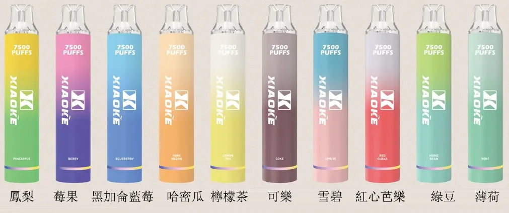 【17種口味】XIAOKE梟客 7500口 拋棄式電子菸 炫酷發光 重複式充電 台灣現貨