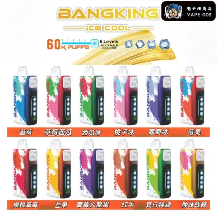 【12種口味】Bang King 60000口一次性電子煙|5檔調節涼度 極致冰爽超長續航體驗 王嘉爾同款 台灣現貨