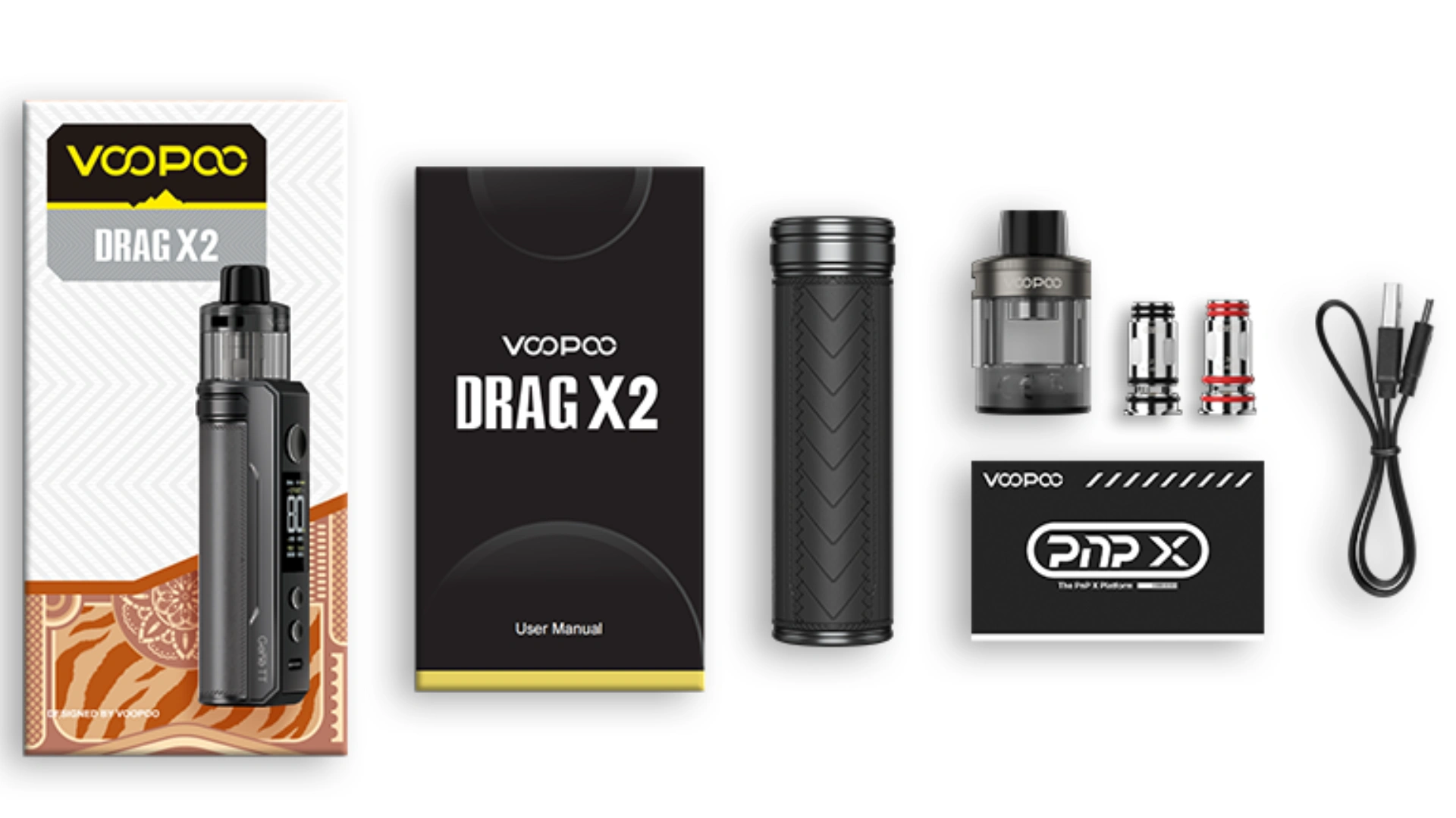 VOOPOO DRAG X2 80W 跩哥 主機套裝內容 PNP-X 成品芯 空油倉