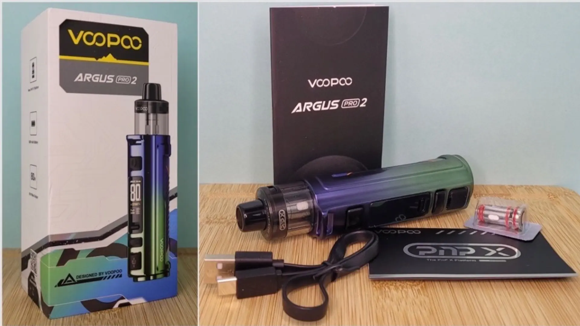 【阿格斯VOOPOO ARGUS PRO 2大煙主機套裝】VOOPOO ARGUS PRO 2 主機、PnP-X DTL 5mL空油倉、PnP-X 0.15Ω 0.3Ω 成品芯、Type-C 充電線、PnP-X 使用說明 x1
